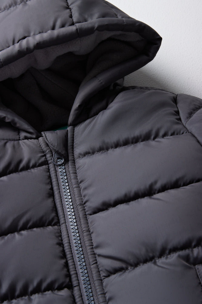 Hooded puffer coat dark grey new arrivals