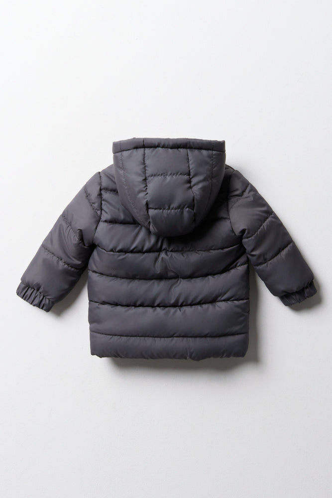 Hooded puffer coat dark grey 2025