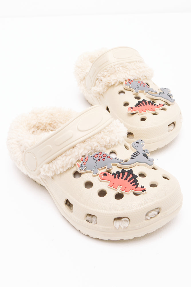 Dino Fur Clogs Natural