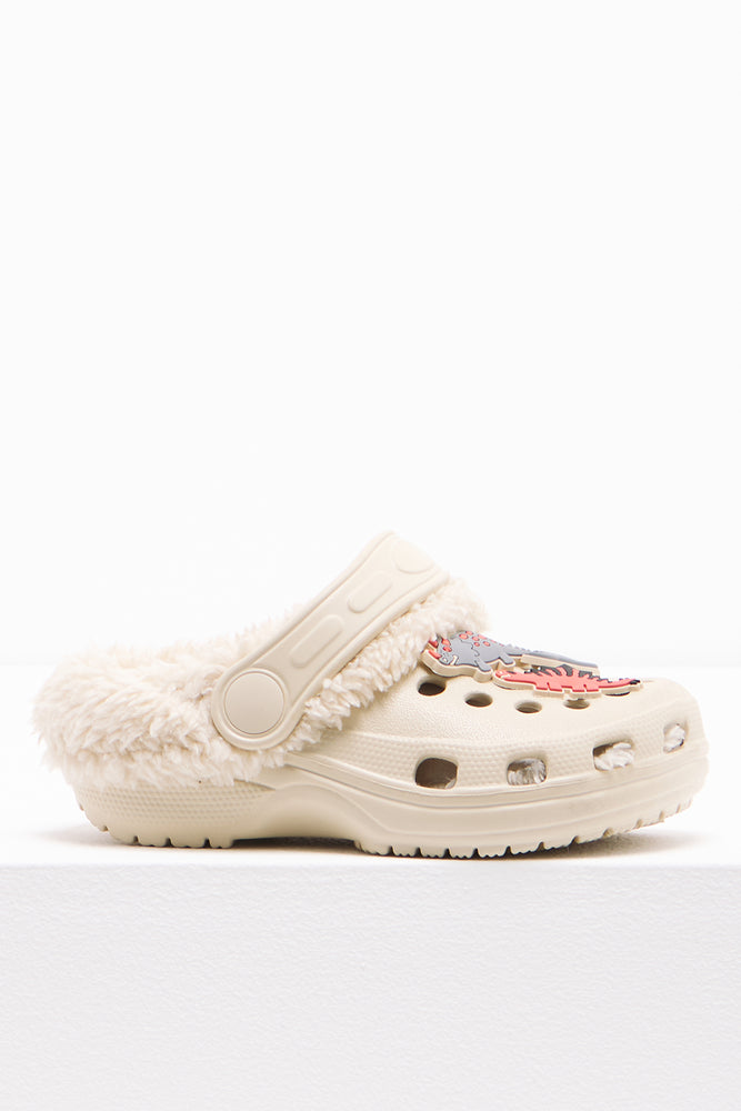 Dino Fur Clogs Natural