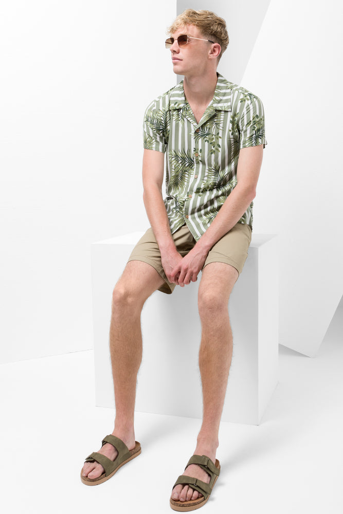 Stripe Short Sleeve Shirt Green (1)