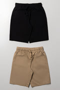 2 Pack Woven Shorts Black And Natural