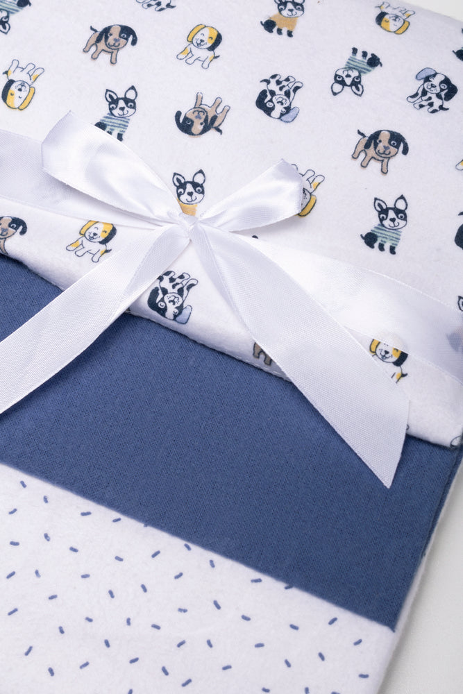 3 Pack Receiver Blankets Blue