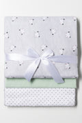 3 Pack Stripe Panda Receiver Blankets Green