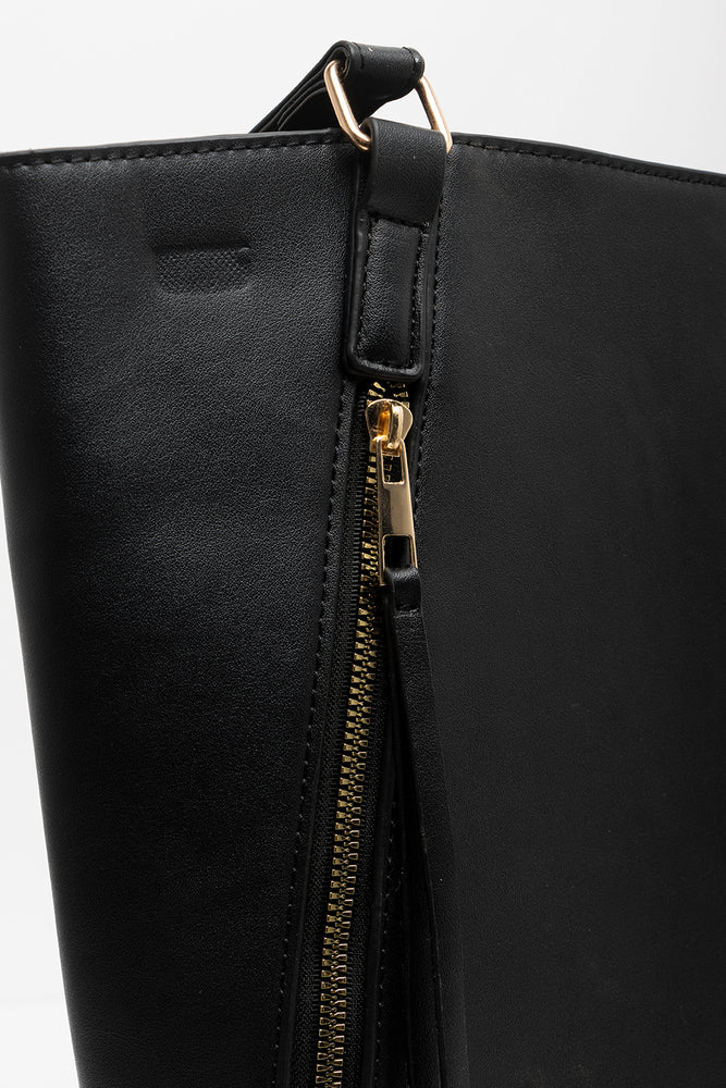 Black Diagonal Zippers Tote Bag (3)