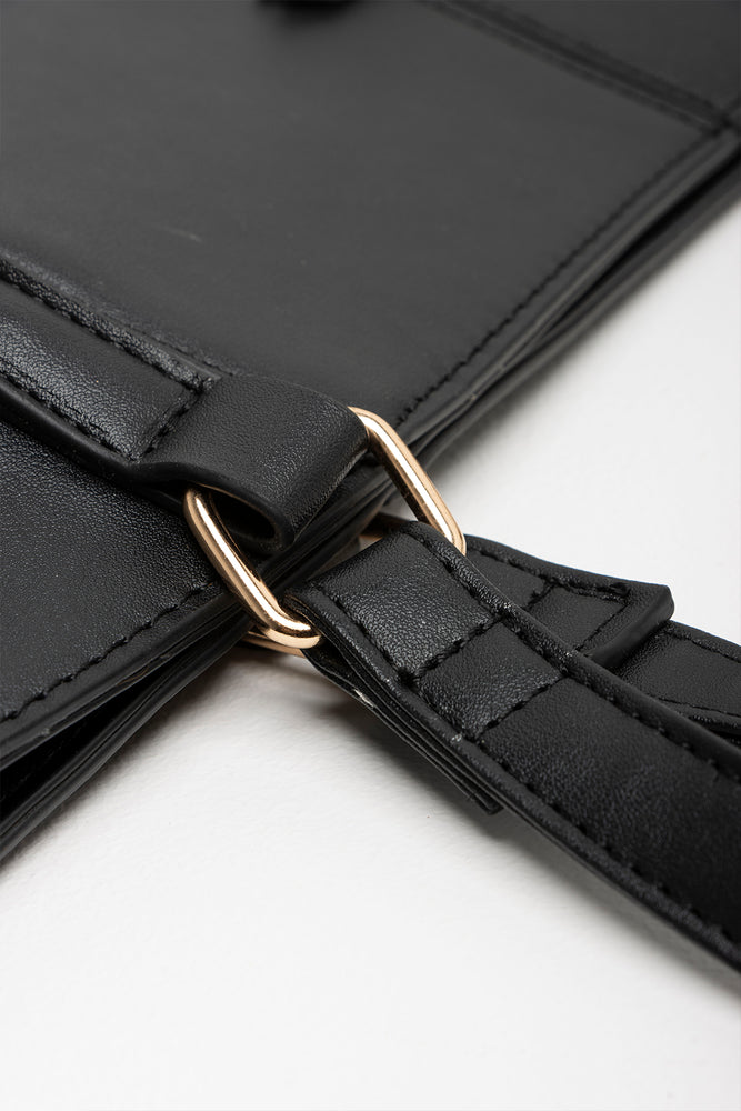 Black Diagonal Zippers Tote Bag (4)