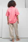 Linen Look Shirt With Pockets Coral (2)
