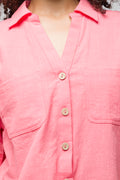 Linen Look Shirt With Pockets Coral (3)