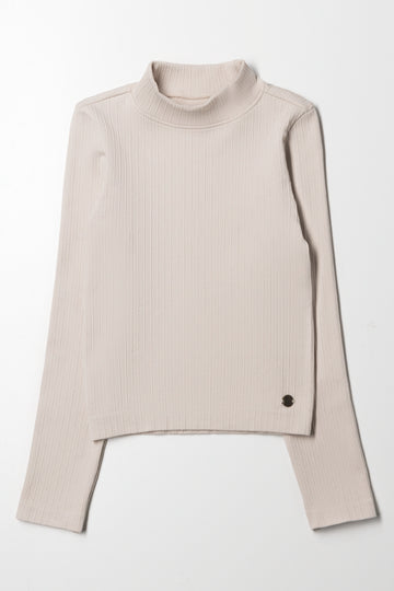 High Neck Seamless Top Natural
