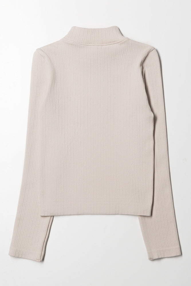 High Neck Seamless Top Natural (2)