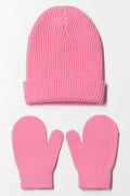 Beanie And Mittens Set Pink
