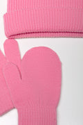 Beanie And Mittens Set Pink (1)