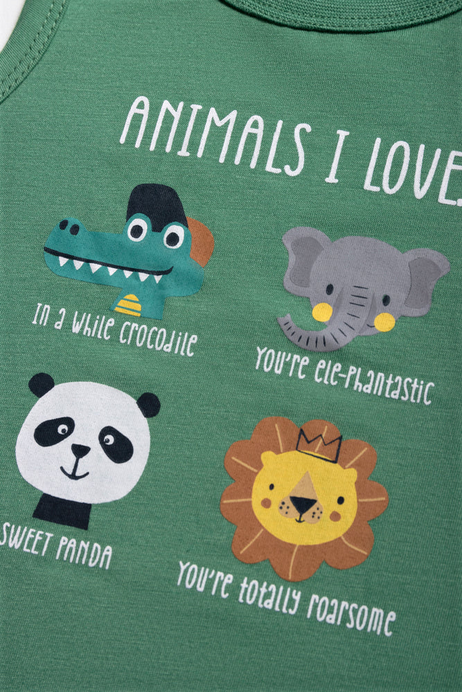 2 Pack Animal Printed Vests Green & Yellow (1)