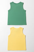 2 Pack Animal Printed Vests Green & Yellow (3)