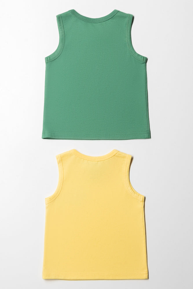 2 Pack Animal Printed Vests Green & Yellow (3)