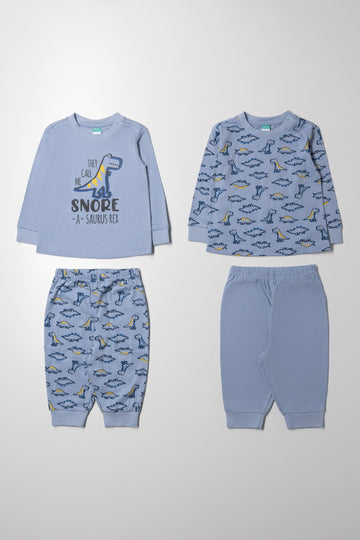 2 Pack Dino Pyjama Set Blue