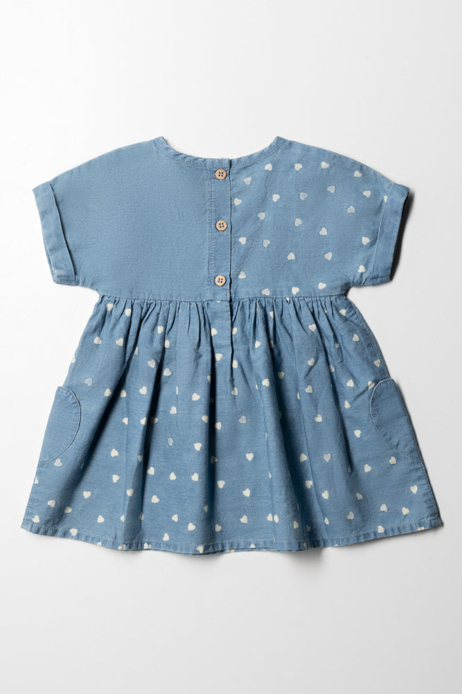Printed Denim Dress Blue (3)