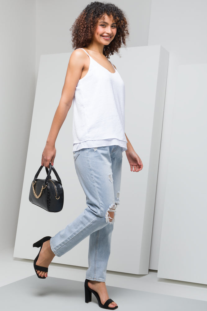 Cowl Satin Cami White (1)