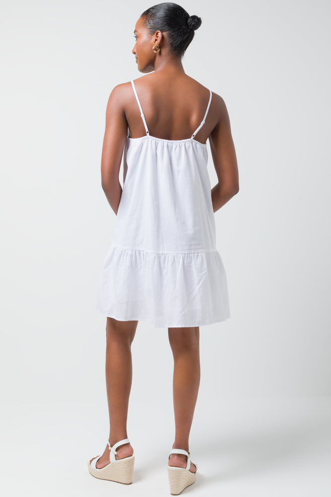 Strappy Anglais Tiered Dress White (2)