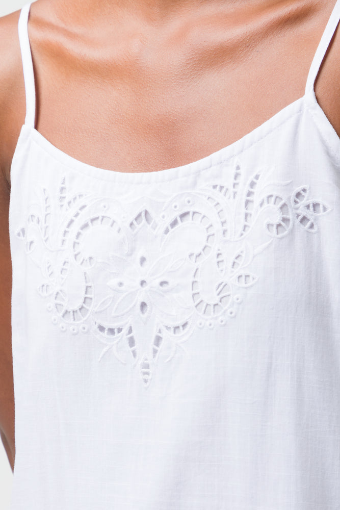 Strappy Anglais Tiered Dress White (3)