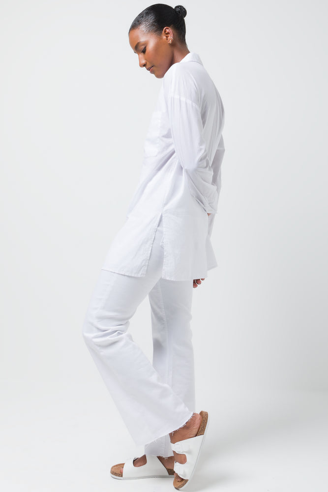 Longer Length Voile Shirt Plain  Packt White (1)