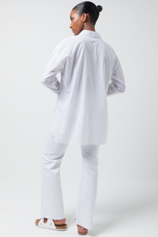 Longer Length Voile Shirt Plain  Packt White (2)