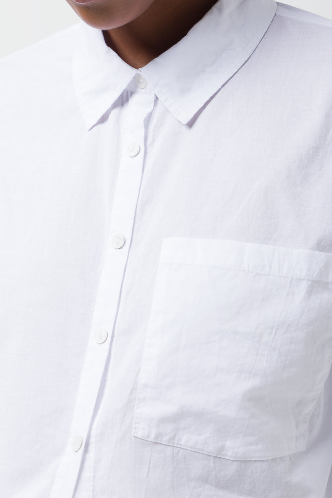 Longer Length Voile Shirt Plain  Packt White (3)