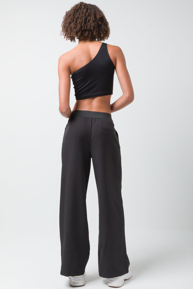 Womens black trousers elasticated waist cheap