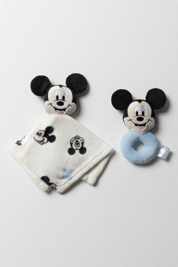 Mickey Mouse Lovie And Rattle Set Blue