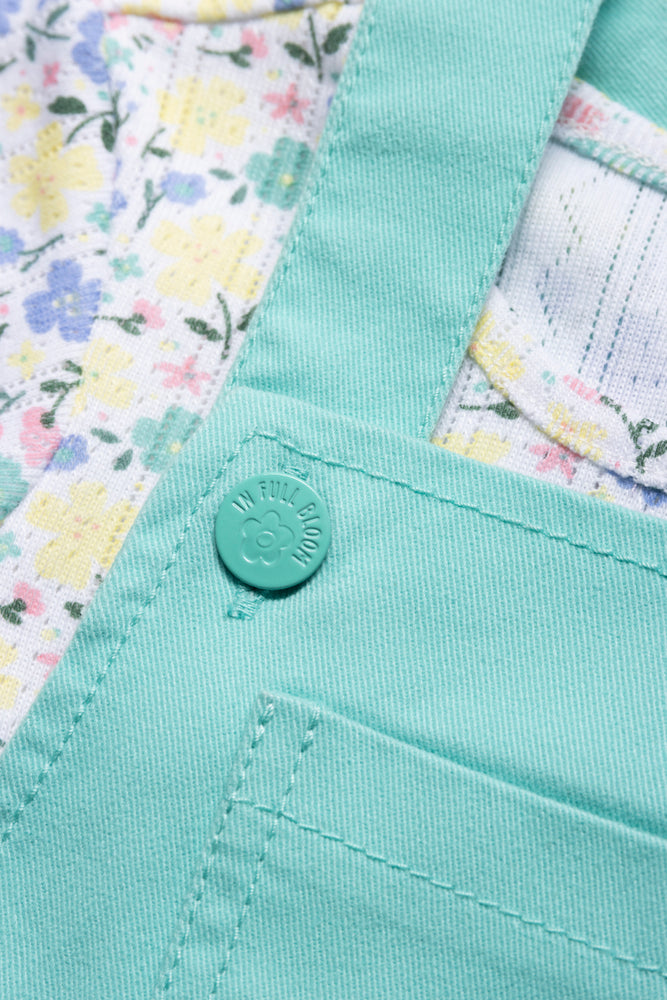 Twill Dungaree With T-shirt Turquoise Blue