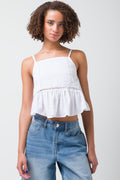 Cotton Cami with Anglaise Detail White