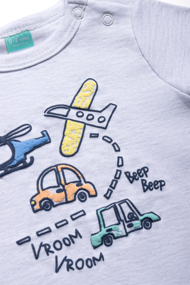 Car 3 Piece Set Boy Grey Mélange & Blue