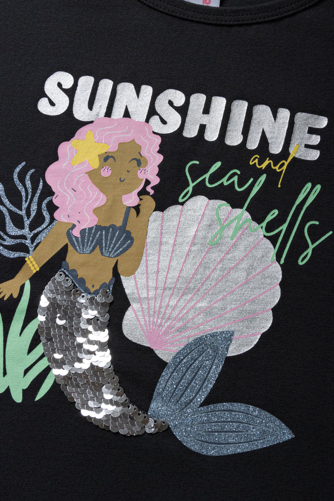 Mermaid Sequin 3D Knit Top Black Ackermans