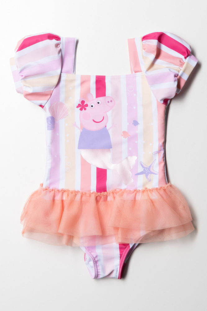 Stripe Peppa Pig Puff Sleeve Tutu Swimsuit Multi