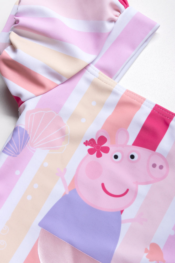 Stripe Peppa Pig Puff Sleeve Tutu Swimsuit Multi