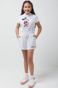 Mickey Mouse Jogger Stripped Shorts White