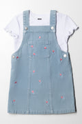 Denim Pinni with Floral Embroidery