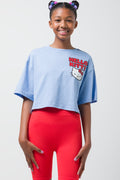 Crop Boxy T-Shirt Hello Kitty Blue