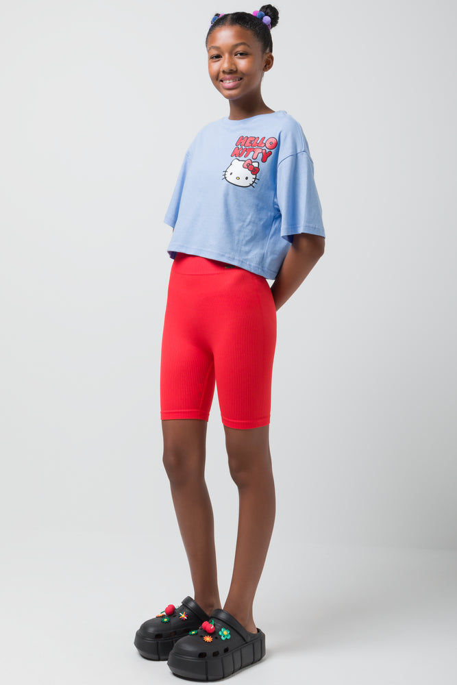 Crop Boxy T-Shirt Hello Kitty Blue (1)
