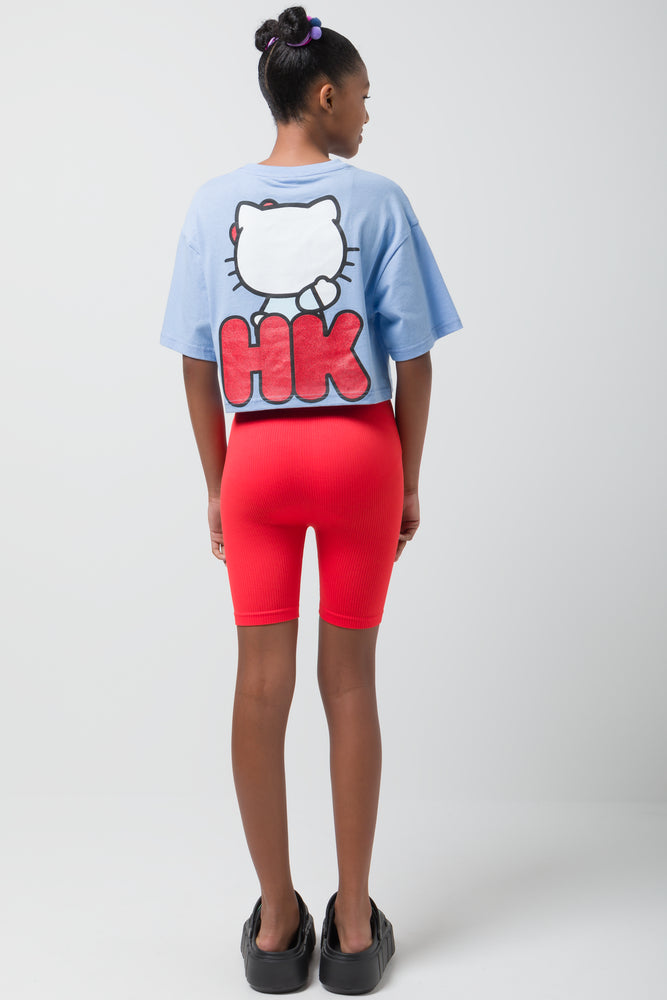Crop Boxy T-Shirt Hello Kitty Blue (2)