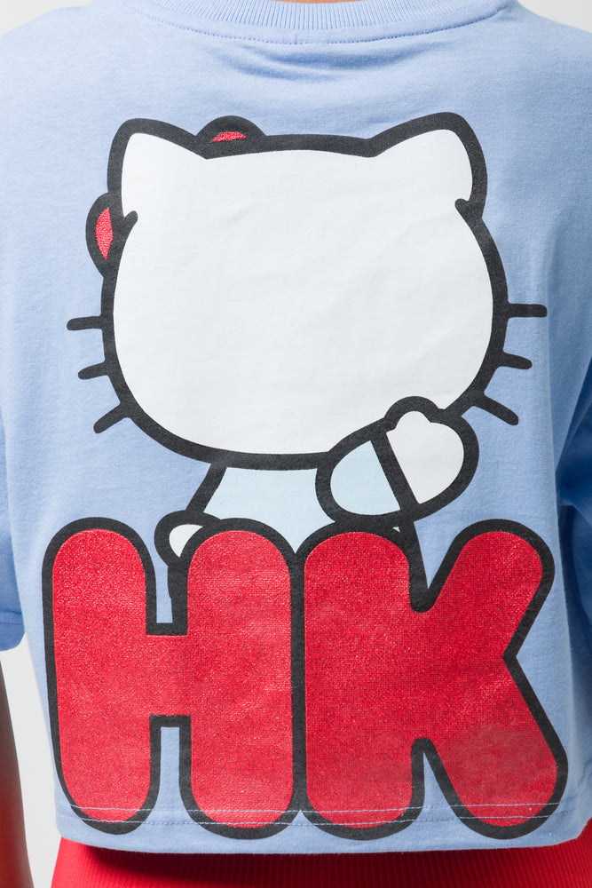 Crop Boxy T-Shirt Hello Kitty Blue (4)