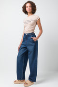 T-shirt with Suede Rouching Beige (1)