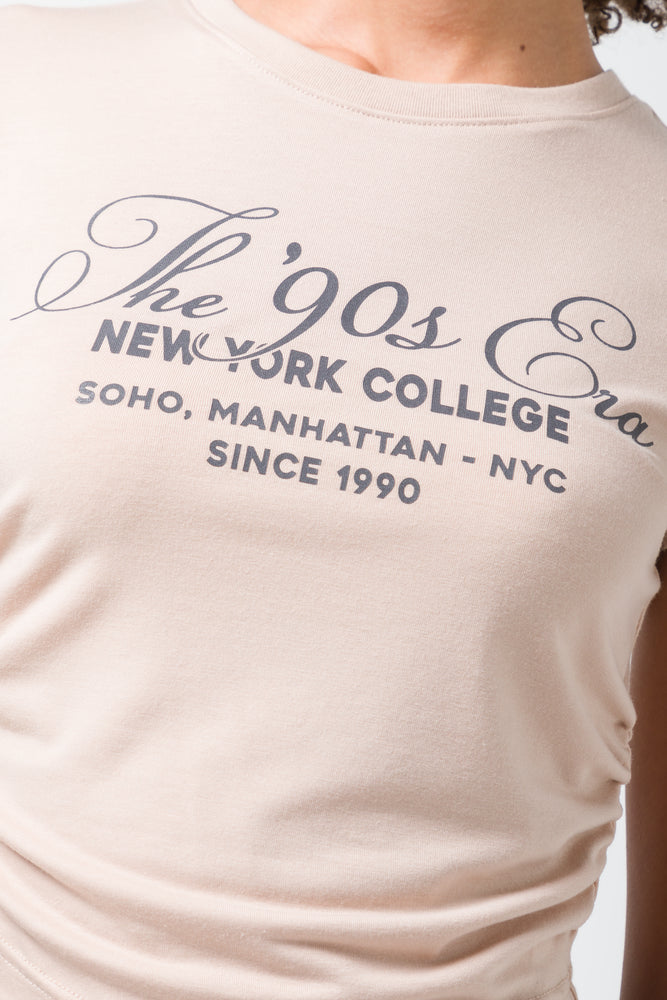 T-shirt with Suede Rouching Beige (3)