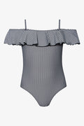 One Piece Frill With Stripe Black