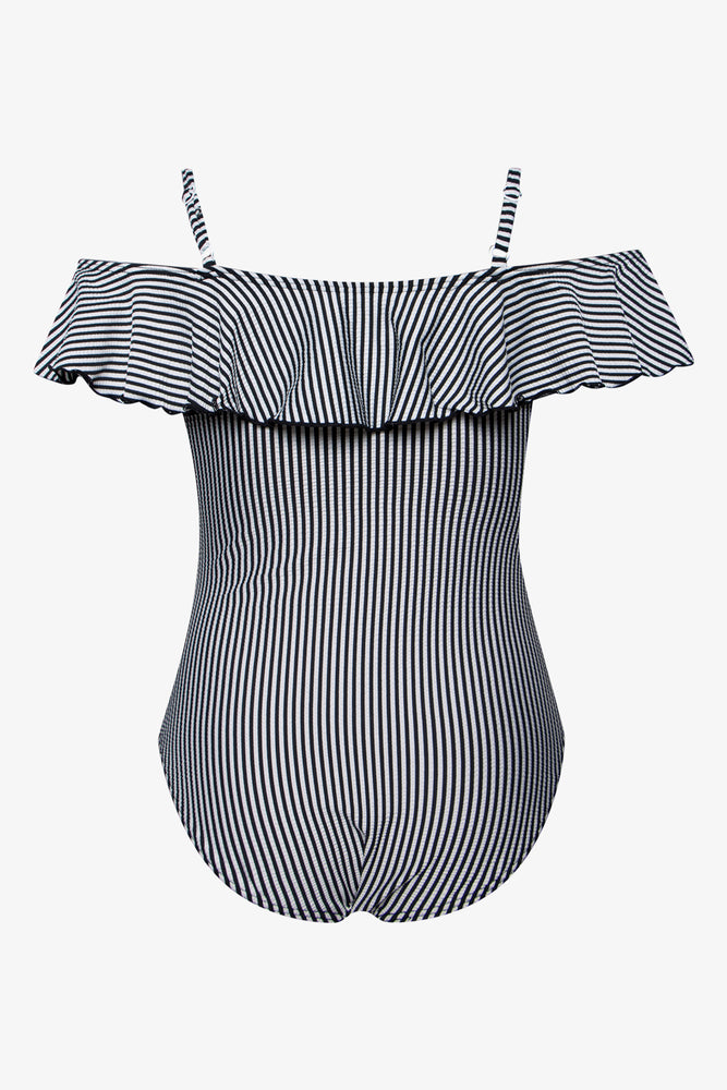 One Piece Frill With Stripe Black