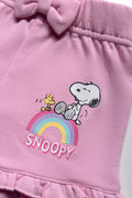 Snoopy Styled T-Shirt And Fleece Shorts Set Blue & Pink (2)