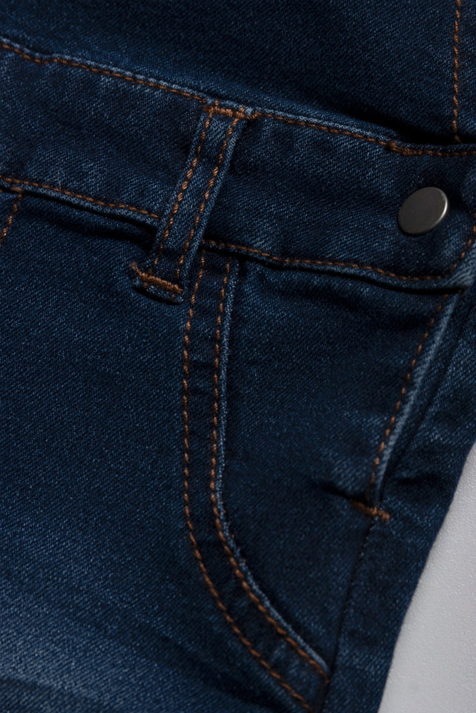 Denim Dungaree With Mandarin Collar Pique Tee Set Indigo (2)