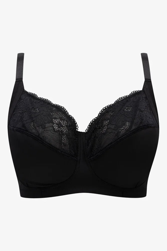 2 Pack Small Lace Trim Padded Wire free Bra Black & Natural (1)