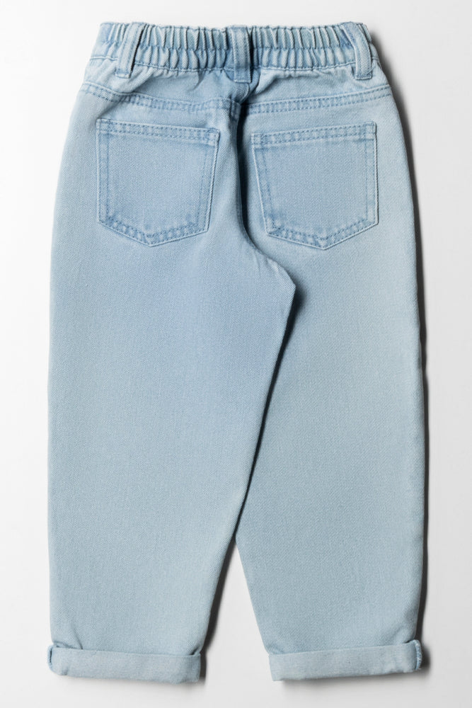 Light Wash Denim With Cherry Embroidery Blue (2)
