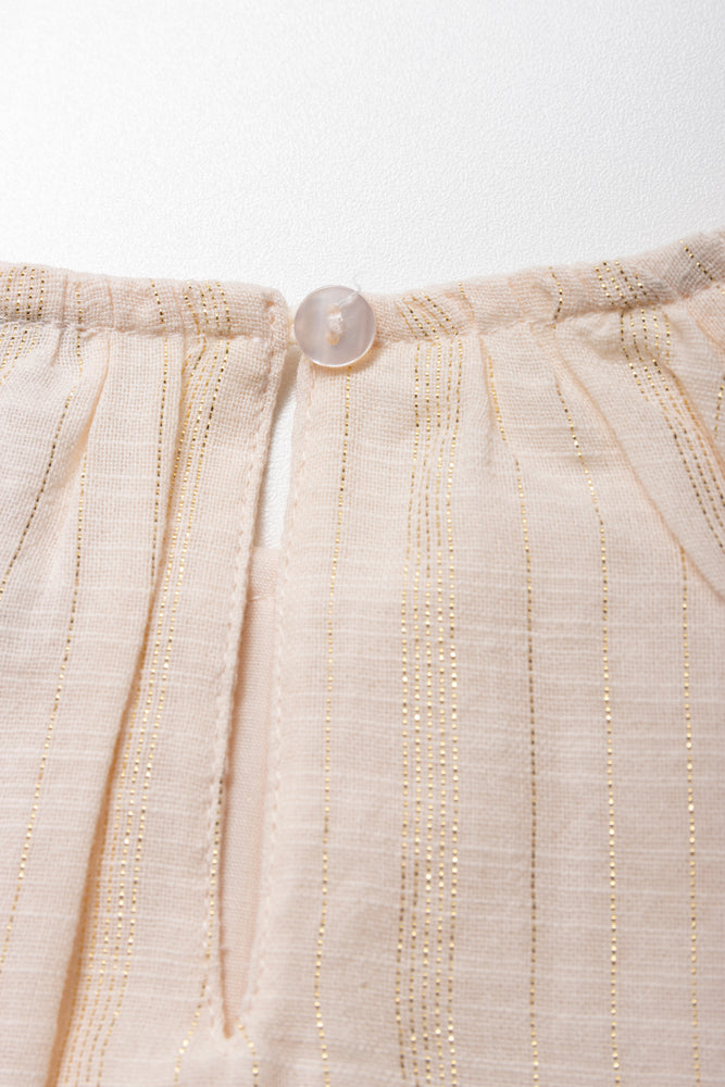 Puff Sleeve Lurex Woven Skirts Sets Natural (2)